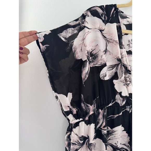 Peach Love Women's One Size Boho Black and Tan Floral Maxi Open Front Kimono - Picture 4 of 8